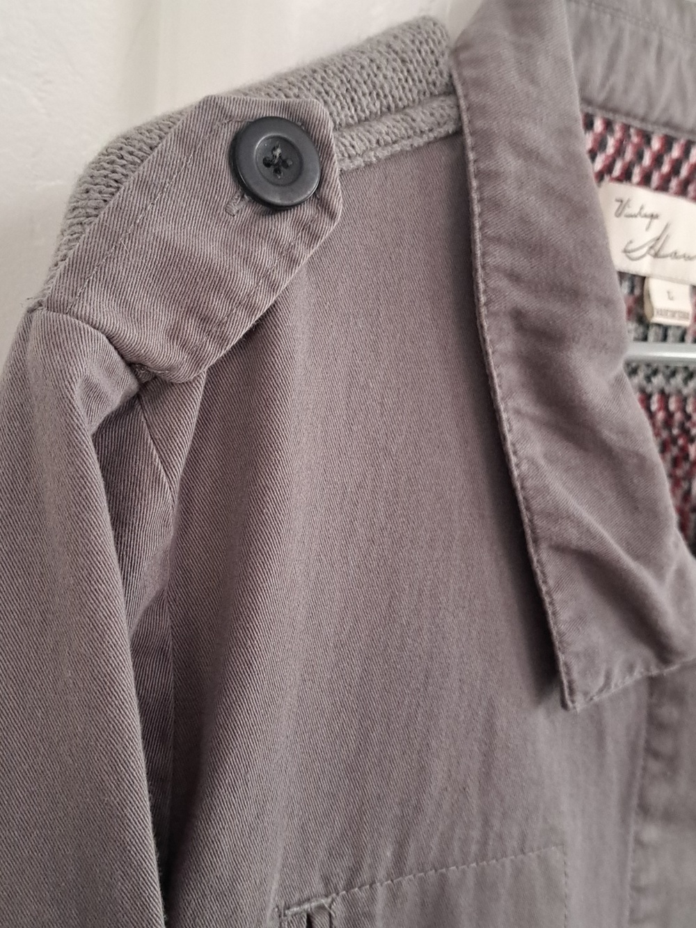 Vintage Havana Size Medium Camp Green Military Style Jacket - Beautifu Knit Back - Picture 7 of 15